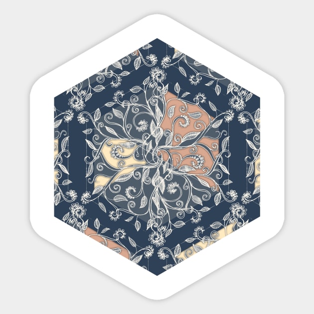 Organic Hexagon Pattern in Soft Navy & Cream Sticker by micklyn